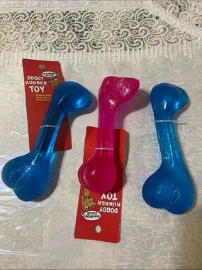 Doggy Rubber Chew Bone - Pink & Blue -  New Open to Offers!